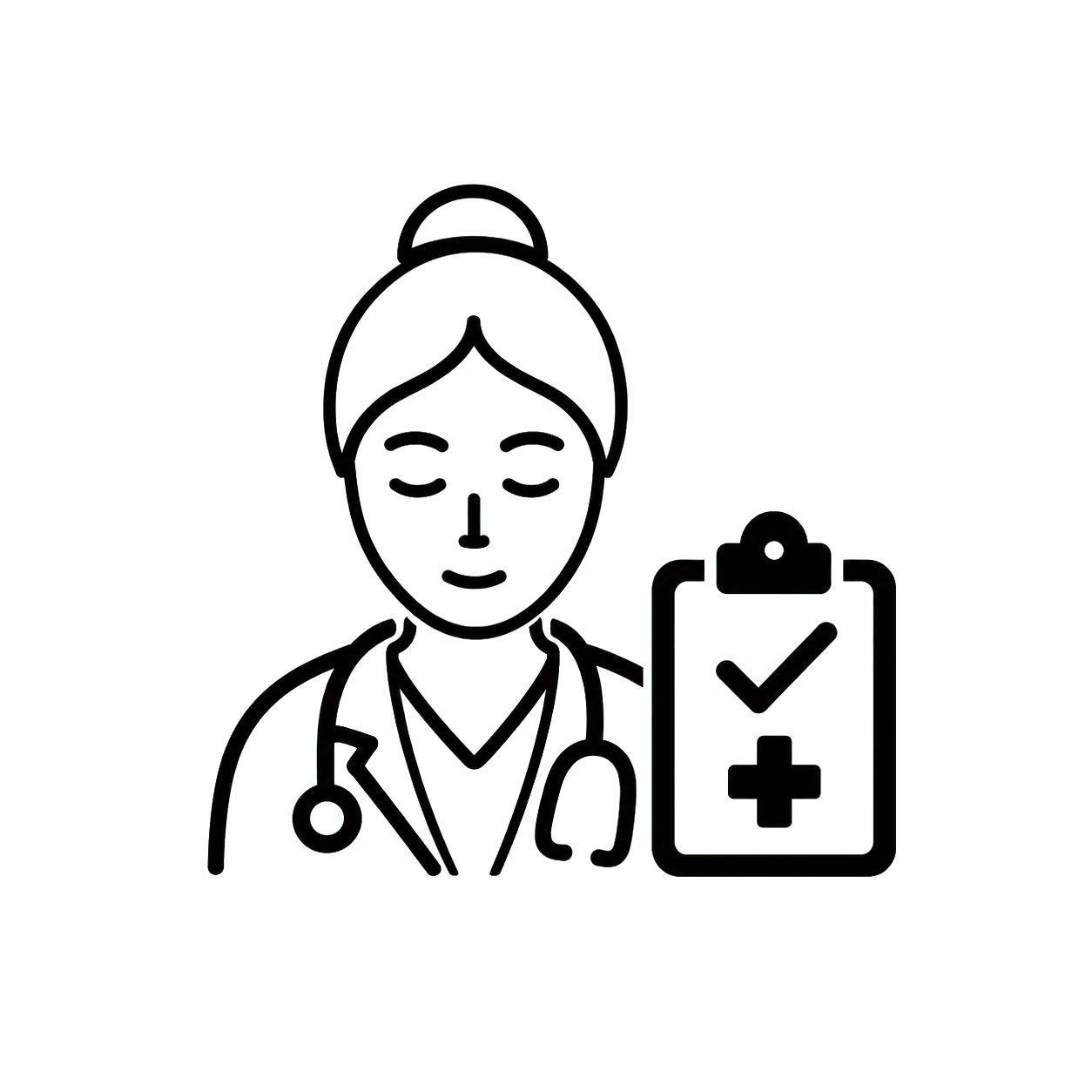 Female doctor with clipboard and checklist.